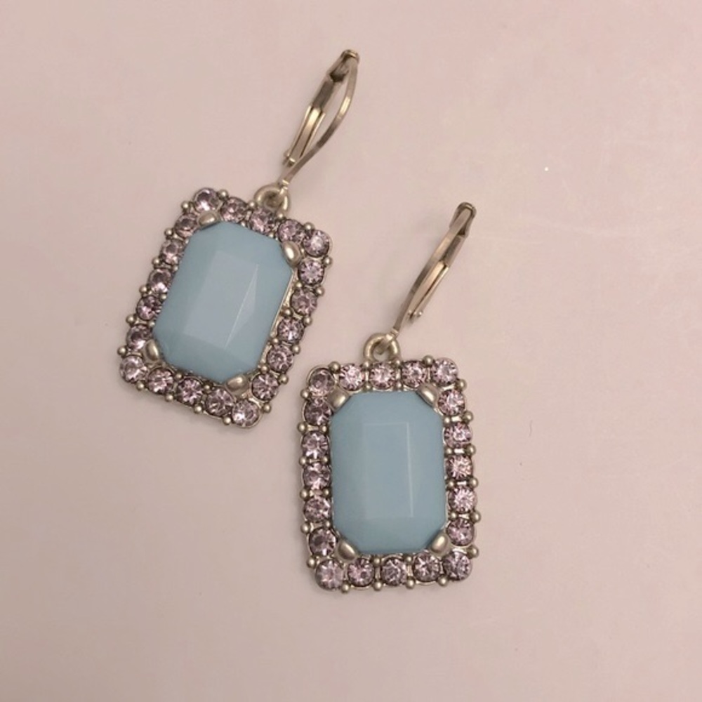 Express Earrings Opaque Aqua Dangles w/Pale Rhinestones New with Tags